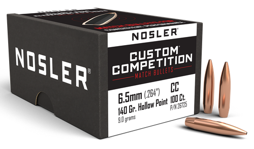 Nosler 26725 Custom Competition 6.5Creedmoor 140gr Hollow Point Boat Tail 100/Box