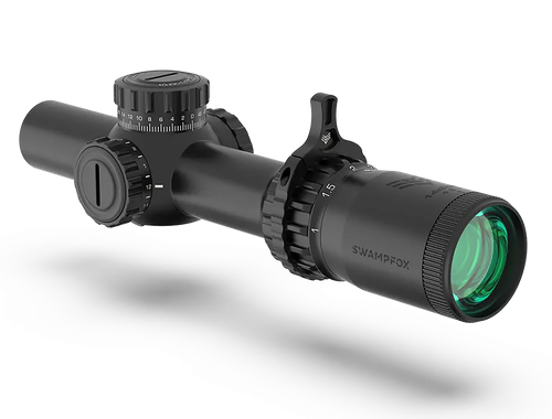 Swampfox Optics THK16241RF Tomahawk II  Black 1-6x 24mm 30mm Tube Bright Fiber Optic Red Reticle