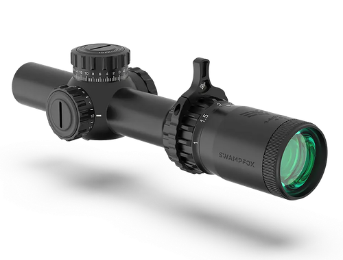 Swampfox Optics THK16241RF Tomahawk II  Black 1-6x 24mm 30mm Tube Bright Fiber Optic Red Reticle