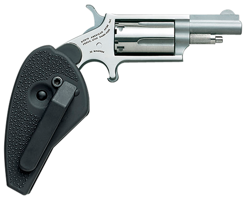North American Arms 22MCHG Mini-Revolver  22 LR/22 WMR 5 Shot 1.63" Stainless Steel Barrel, Frame & Cylinder, Black Synthetic Holster Grip, Exposed Hammer