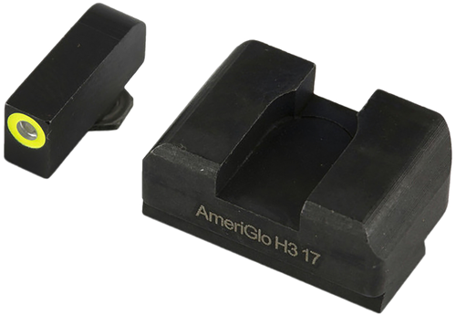 AmeriGlo GL611 Optic Compatible Sight Set for Glock  XL Tall Green Tritium LumiGreen Outline Front Sight-Black Rear Sight