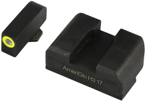 AmeriGlo GL611 Optic Compatible Sight Set for Glock  XL Tall Green Tritium LumiGreen Outline Front Sight-Black Rear Sight