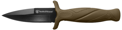 Smith & Wesson Knives 1100073 H.R.T. Flase Edge 2.75" Fixed Plain Black Oxide Stainless Steel Blade Flat Dark Earth Rubber Handle Includes Sheath