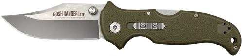 Cold Steel CS21A Bush Ranger Lite 3.50" Folding Clip Point Plain 8Cr13MoV SS Blade/Black GFN Handle Includes Pocket Clip
