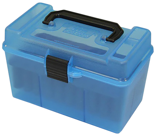 MTM Case-Gard H50RMAG24 Deluxe Ammo Box  300 Win Mag/7mm Rem Clear Blue Polypropylene 50rd