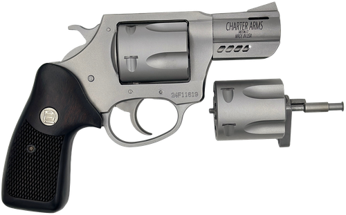 Charter Arms 73920 Double Dog  Large 9mm Luger/357 Mag/38 Special 5 Shot 2.20" Overall Stainless Steel Ported Barrel, Cylinder & Frame, Walnut Grip, Exposed Hammer