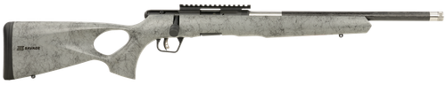 Savage Arms 70818 B Series TimberLite 17 HMR 10+1 18" Black Threaded Carbon Fiber/SS Barrel, Black Picatinny Rail Steel Receiver, Gray w/Black Webbing Synthetic Fixed Thumbhole Stock