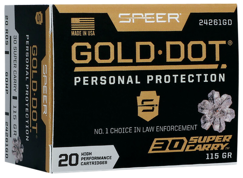 Speer 24261GD Gold Dot Personal Protection 30 Super Carry 115 gr Hollow Point 20 Per Box/ 10 Case