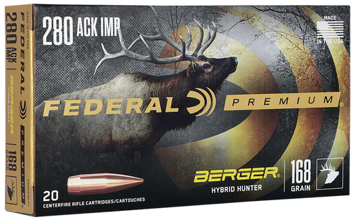 Federal P280AIBCH1 Premium  280Ackley Improved 168gr Berger Hybrid Hunter 20 Per Box/10 Case
