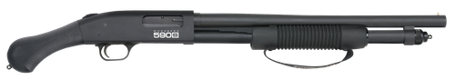 Mossberg 51600 590S Shockwave Full Size Frame 12 Gauge Pump 3" 10+1 18.50" Matte Blued Steel Barrel, Black Anodized Stainless Steel Receiver, Black Raptor Birdshead Grip