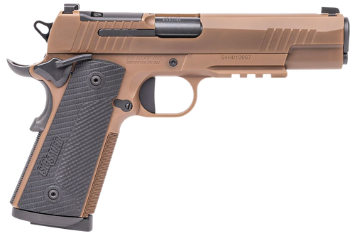Sig Sauer 1911XR45CXR3 1911-X  Full Size Frame 45 ACP 8+1 5" Black DLC Carbon Steel Barrel, Coyote PVD Optic Cut/Serrated Stainless Steel Slide & Frame w/Beavertail & Picatinny Rail, Black G10 Grip