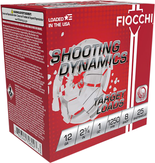 Fiocchi 12SD1X8 Shooting Dynamics  12Gauge 2.75" 1oz 8Shot 25 Per Box/10 Case