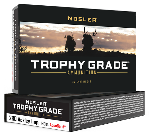 Nosler 60076 Trophy Grade  280Ackley Improved 160gr Nosler AccuBond 20 Per Box/10 Case