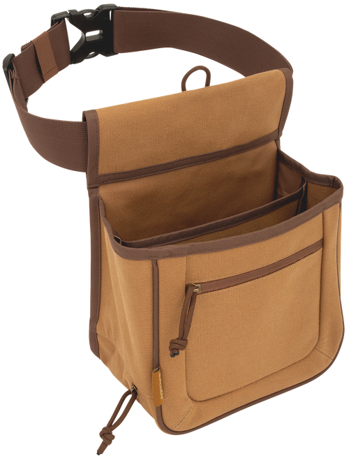 Allen 8332 Rival Double Compartment Shell Bag Tan Canvas Holds 2 Boxes of 2 3/4" 12 Gauge Shells Side By Side