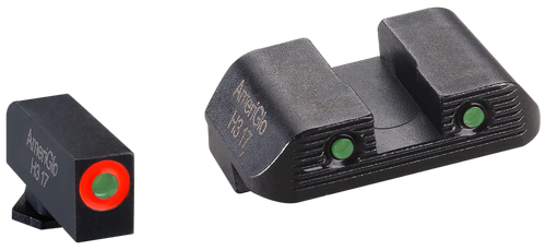 AmeriGlo GL823 Trooper Sight Set for Glock  Green Tritium Orange Outline Front Sight-Green Tritium Black Outline Rear Sight