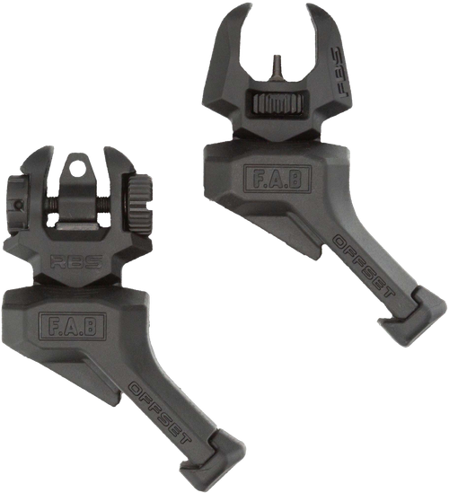 FAB Defense FXFRBSOSB Front and rear Set of Offset Flip-Up Sights  Black