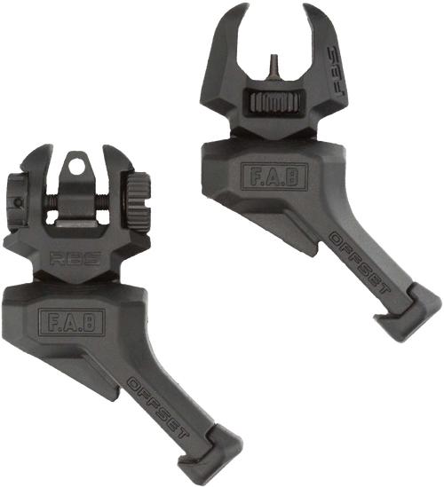 FAB Defense FXFRBSOSB Front and rear Set of Offset Flip-Up Sights  Black