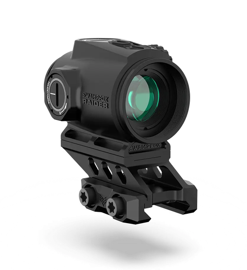 Swampfox Optics RMPS120GB Raider Micro Prism Black 1x 20mm Tube Bullet Rise Compensation Reticle Green Laser
