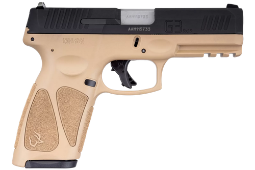 Taurus 1G3B941T G3  9mm Luger 15+1 Or 17+1 4" Matte Stainless Steel Barrel, Tan Polymer Frame With Picatinny Acc. Rail, Tenifer Matte Black Steel Slide, Re-Strike Capability, Manual Safety