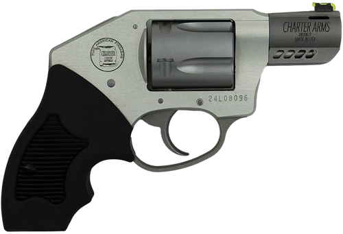 Charter Arms 53801 Off Duty Coyote 380 ACP 5rd 2" Matte Stainless Ported Barrel & Cylinder, Anodized Aluminum Frame, Black Finger Grooved Rubber Grip, Concealed Hammer