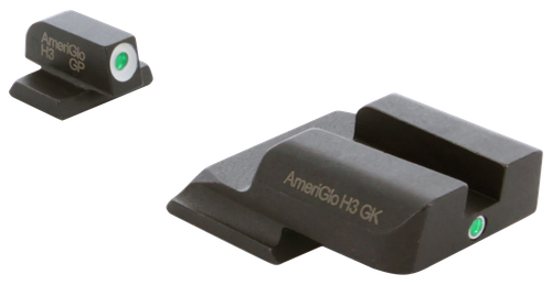 AmeriGlo SW141 i-Dot Sight Set for Smith & Wesson M&P Shield  Green Tritium White Outline Front Sight-Green Tritium Rear Sight
