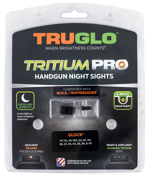 TruGlo TG231G1MC Tritium Pro  Black | Green Tritium Orange Outline Front Sight Green Tritium Rear Sight