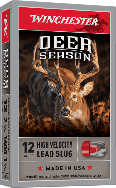 Winchester Ammo X12DS Deer Season High Velocity 12Gauge 2.75" 1 1/8oz Slug Shot 5 Per Box/20 Case