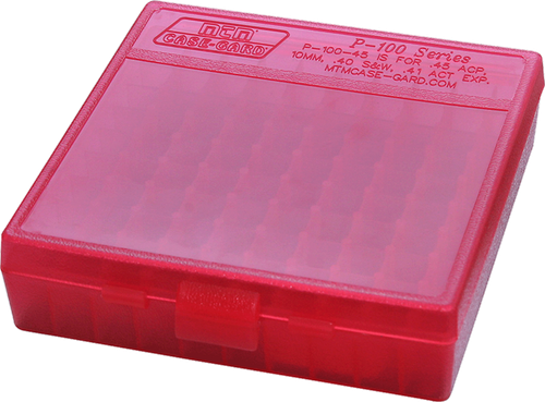 MTM Case-Gard P100929 Ammo Box Flip-Top Multi Caliber Clear Red Polypropylene 100rd