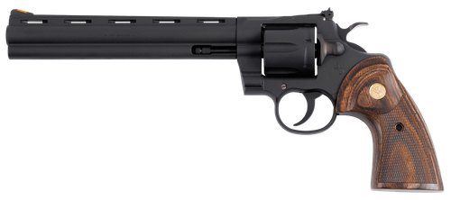 Colt Mfg PYTHONBM8WTS Python  357 Mag/38 Special 6 Shot 8" Matte Blued Vent Rib Carbon Steel Barrel, Cylinder & Frame, Wood Grip, Exposed Hammer