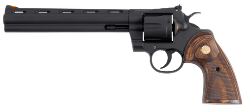 Colt Mfg PYTHONBM8WTS Python  357 Mag/38 Special 6 Shot 8" Matte Blued Vent Rib Carbon Steel Barrel, Cylinder & Frame, Wood Grip, Exposed Hammer
