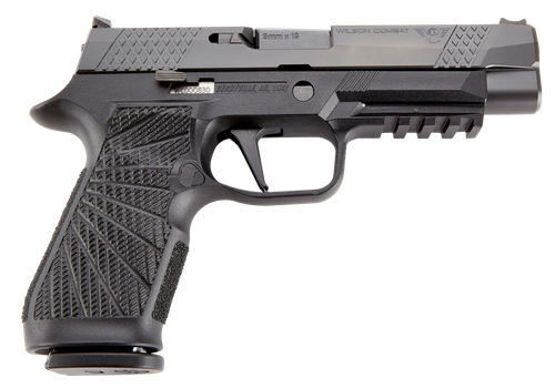 Wilson Combat SIGWCP320F9BATS P320  9mm Luger 17+1 4.70" Black Steel Barrel, Black DLC Serrated Stainless Steel Slide, Black Polymer Frame w/Picatinny Rail, Straight Trigger, Black Polymer Grip