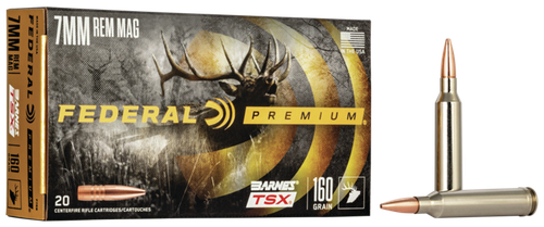 Federal P7RN Premium  7mmRemMag 160gr Barnes TSX 20 Per Box/10 Case