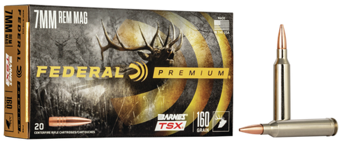 Federal P7RN Premium  7mmRemMag 160gr Barnes TSX 20 Per Box/10 Case