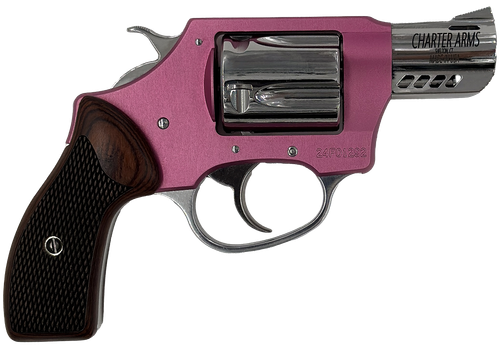 Charter Arms 53805 Coyote  380 ACP 5 Shot 2" High Polished Ported Barrel, High Polished Cylinder, Pink Aluminum Frame, Rosewood Checkered Grip, Exposed Hammer