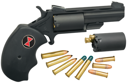 North American Arms BWCCRK Black Widow  22 LR or 22 WMR 5 Shot 2" Vent Rib Barrel, Overall Stainless Finish, Finger Grooved Black Rubber Grip & Fixed Sights Includes Cylinder