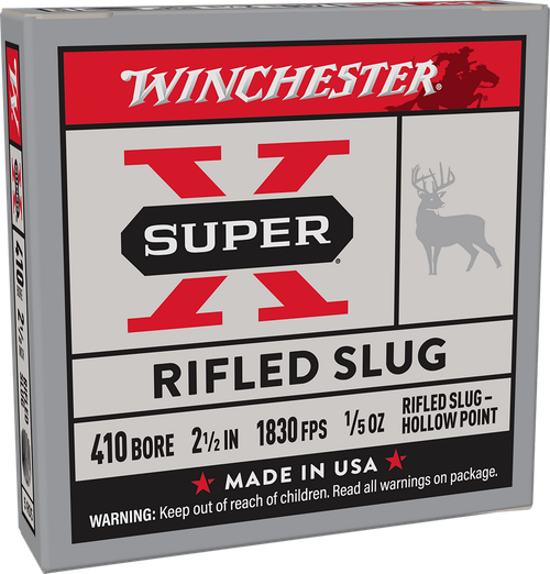 Winchester Ammo X41RS5 Super X  410Gauge 2.50" 1/5oz Rifled Slug Shot 5 Per Box/50 Case