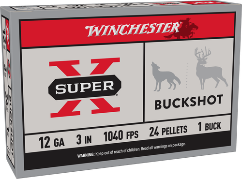 Winchester Ammo XB1231 Super X  12Gauge 3" 1Buck Shot 5 Per Box/50 Case