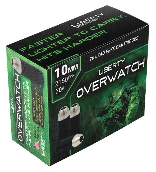 Liberty Ammunition LAOW10MM702150 OverWatch  10mmAuto 70gr Open Cavity Design 20 Per Box/50 Case