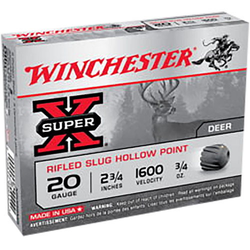 Winchester Ammo X20RSM5VP Super X  20Gauge 2.75" 3/4oz Rifled Slug Shot 15 Per Box/10 Case