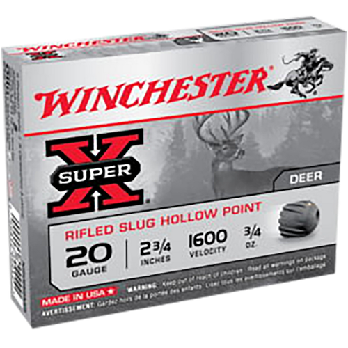 Winchester Ammo X20RSM5VP Super X  20Gauge 2.75" 3/4oz Rifled Slug Shot 15 Per Box/10 Case