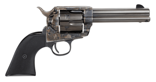 Taylors & Company 200109 1873 Pietta 9mm Luger 6 Shot 4.75" Blued Round Barrel, Blued Cylinder, Color Case Hardened Steel Frame, Black Checkered Plastic Navy Grip, Manual Safety, Exposed Hammer