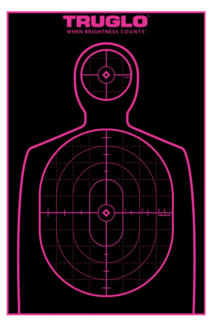 TruGlo TG13A12BB Tru-See Handgun Target Self-Adhesive Heavy Paper Black/Pink 12"x18" Silhouette 12 Pack