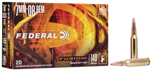 Federal F708FS1 Fusion  7mm-08Rem 140gr Bonded Soft Point 20 Per Box/10 Case