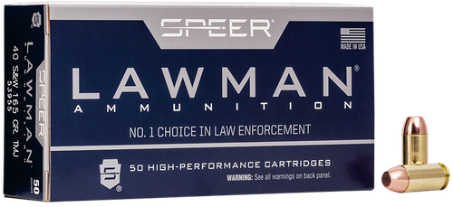 Speer 53955 Lawman  40S&W 165gr Total Metal Jacket Flat Nose 50 Per Box/20 Case