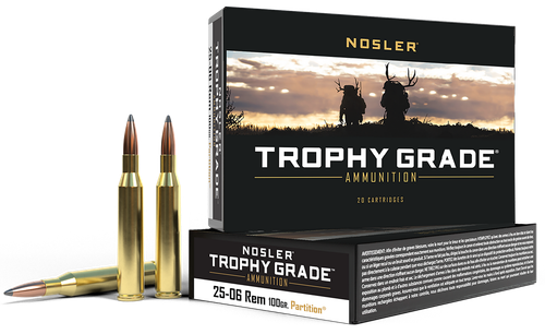 Nosler 60005 Trophy Grade  25-06Rem 100gr Nosler Spitzer Partition 20 Per Box/10 Case