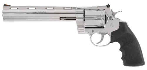 Colt Mfg ANACONDASP8RTS45C Anaconda  45 Colt (Long Colt) 6rd Shot 8" Stainless Vent Rib Barrel, Cylinder & Frame, Black Grip