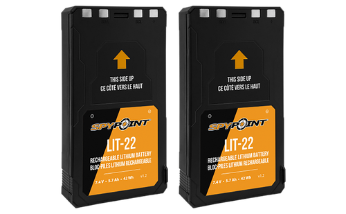 Spypoint 05538 LIT-22 Rechargeable Lithium Battery Pack  Black 7.4 Volts (2) Single Pack