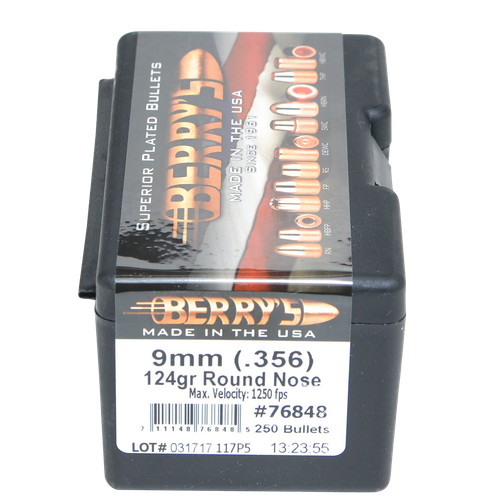 Berry's 76848 Superior Pistol 9mm/356 124gr Round Nose 250/Box