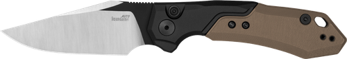 Kershaw 7851 Launch 19 Automatic 3.30" Folding Clip Point Plain Black Satin Cerakote CPM 154 SS Blade, Black Aluminum/Brown G10 Handle