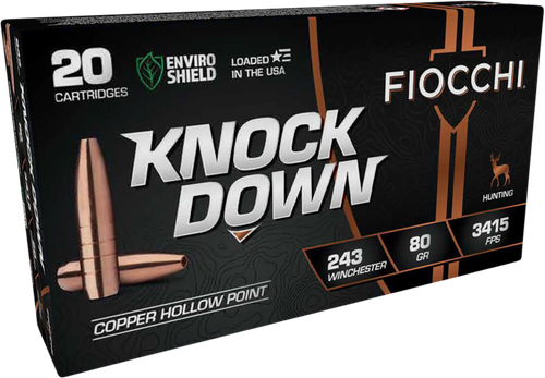 Fiocchi 243BHC Knock Down  243Win 80gr Copper Hollow Point 20 Per Box/10 Case